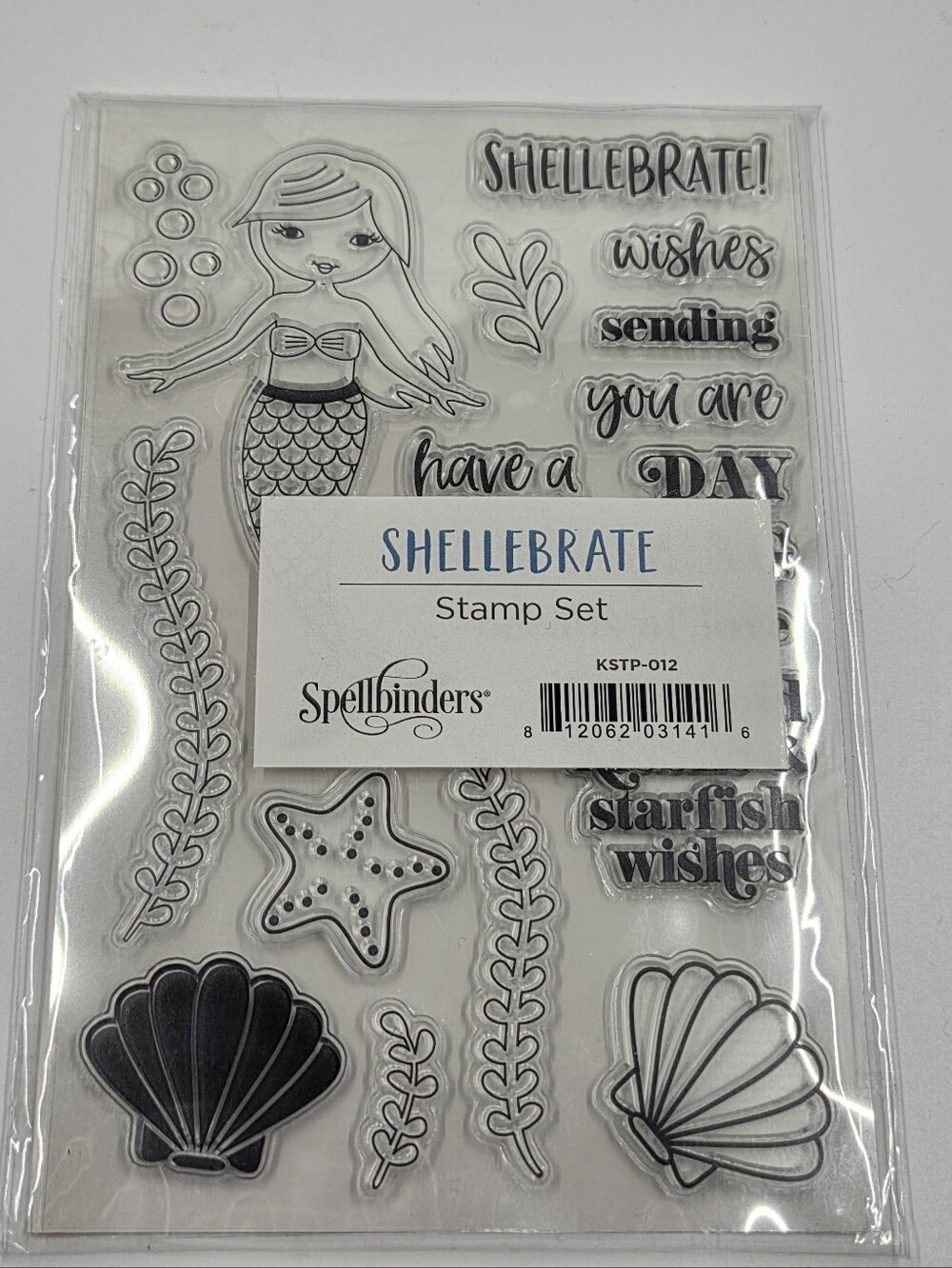 Spellbinders "Shellebrate" Mermaid Stamp Set Clear Polymer 6x8